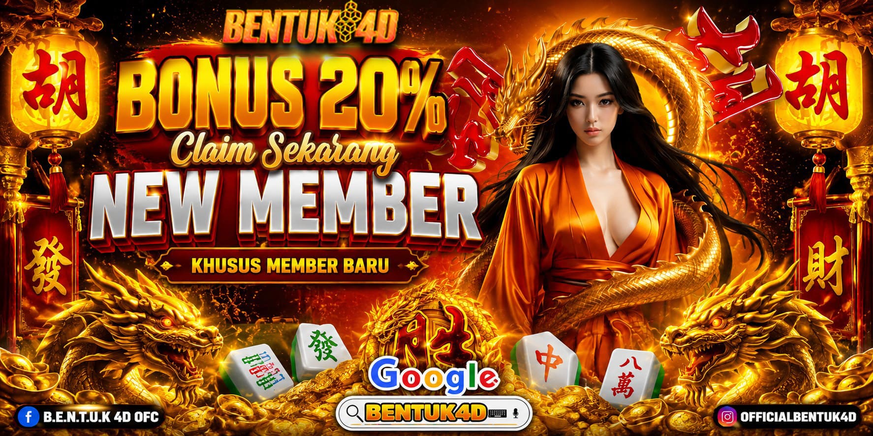Bonus New Member 20% BENTUK4D Claim Sekarang